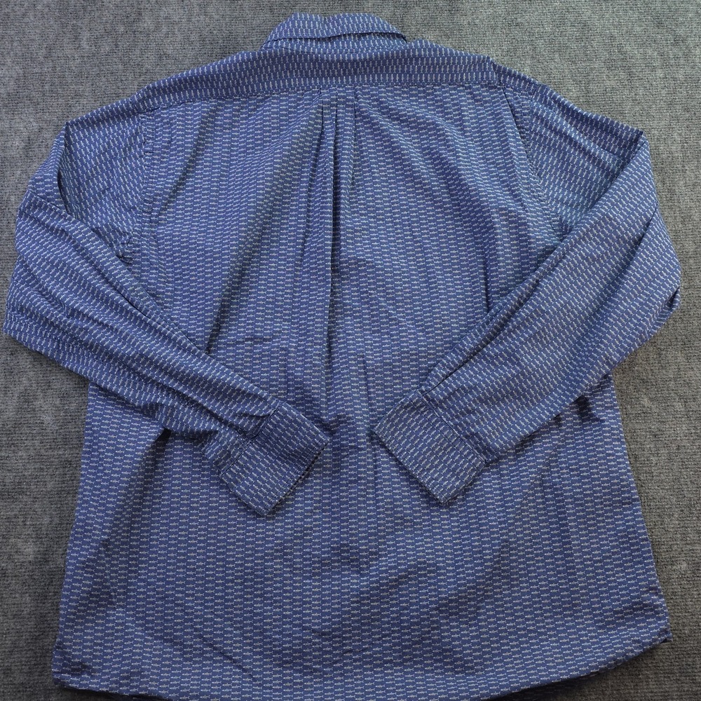 Vineyard Vines Slim Fit Murray Shirt Large Blue Fish Bones Geometric Long Sleeve - Picture 7 of 8